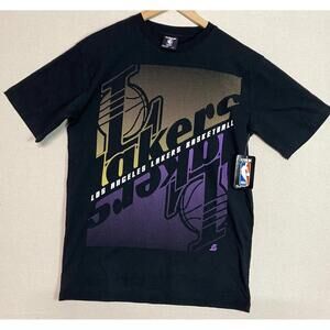 Vtg Nba La Lakers Graphic T Shirt M Black Purple Nwt Unk Logo Street Athletic